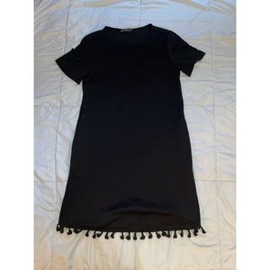 Black mini shirt dress